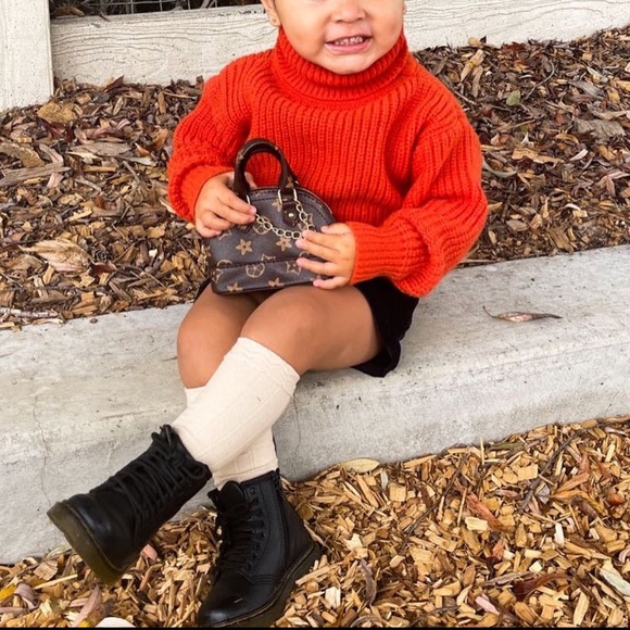 KIDS GIRLS ORANGE TURTLENECK KNITTED SWEATER - Picture 3 of 5